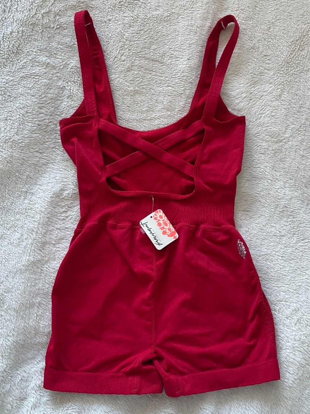 FP Movement | Red sleeveless cross back fitted athletic romper | Size XS/S